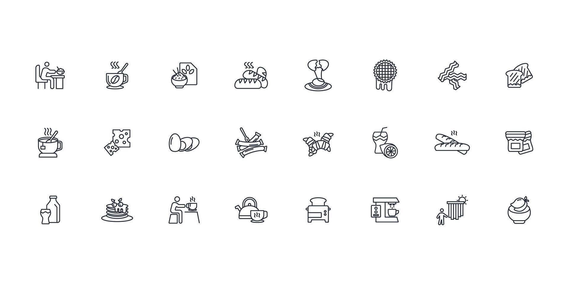 Breakfast icon set..Editable stroke.linear style sign for use web design,logo.Symbol illustration. vector