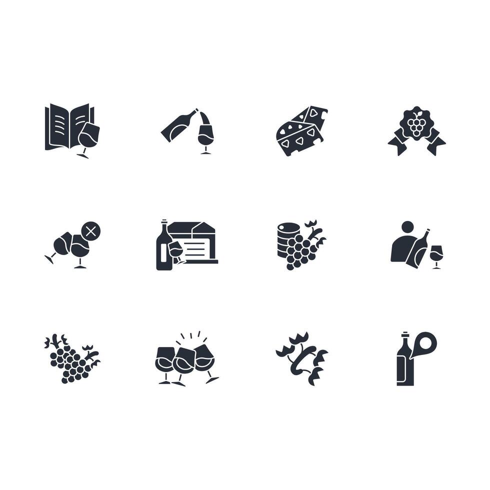 Wine icon set..Editable stroke.linear style sign for use web design,logo.Symbol illustration. vector