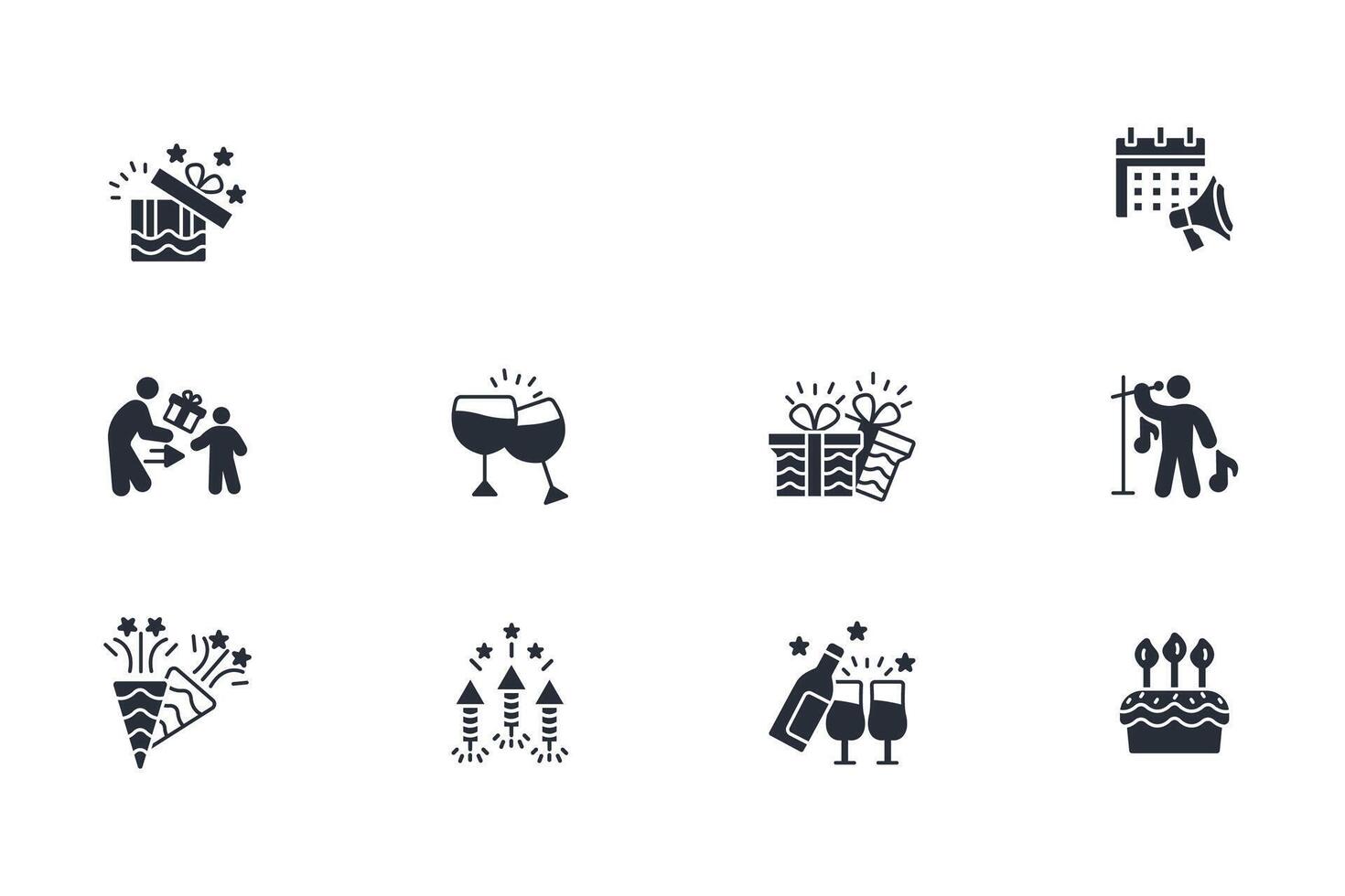 Celebrate icon set..Editable stroke.linear style sign for use web design,logo.Symbol illustration. vector
