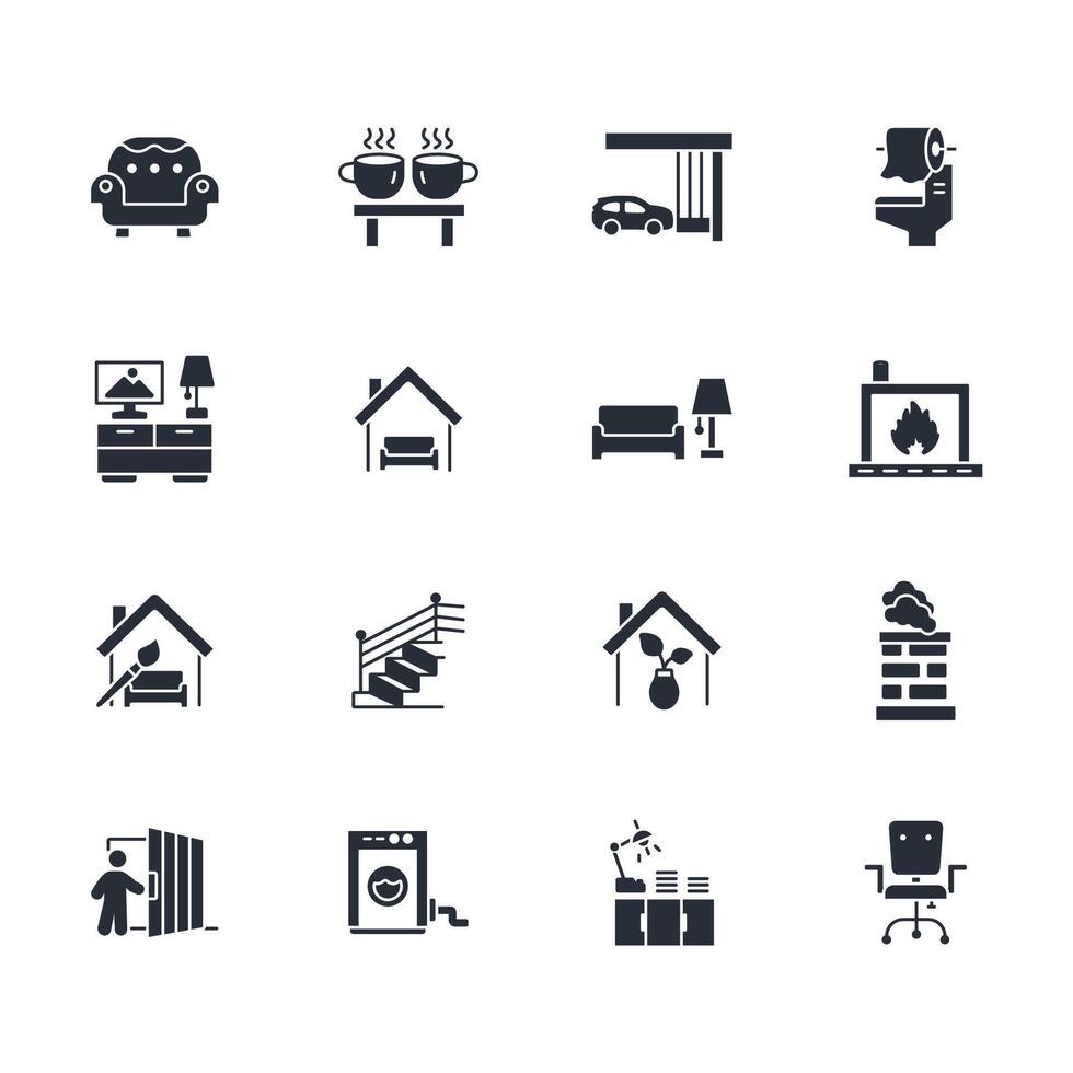 Home interior icon set..Editable stroke.linear style sign for use web design,logo.Symbol illustration. vector