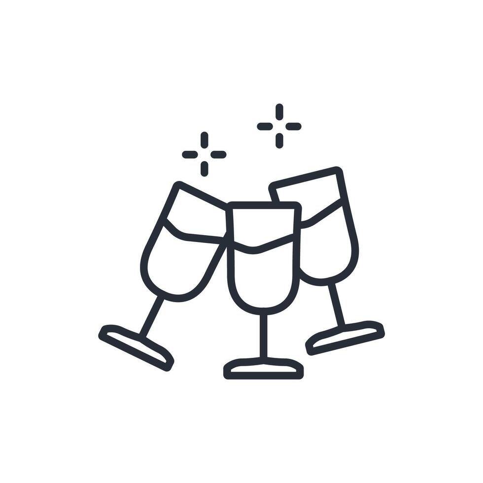 Cheers icon. .Editable stroke.linear style sign for use web design,logo.Symbol illustration. vector