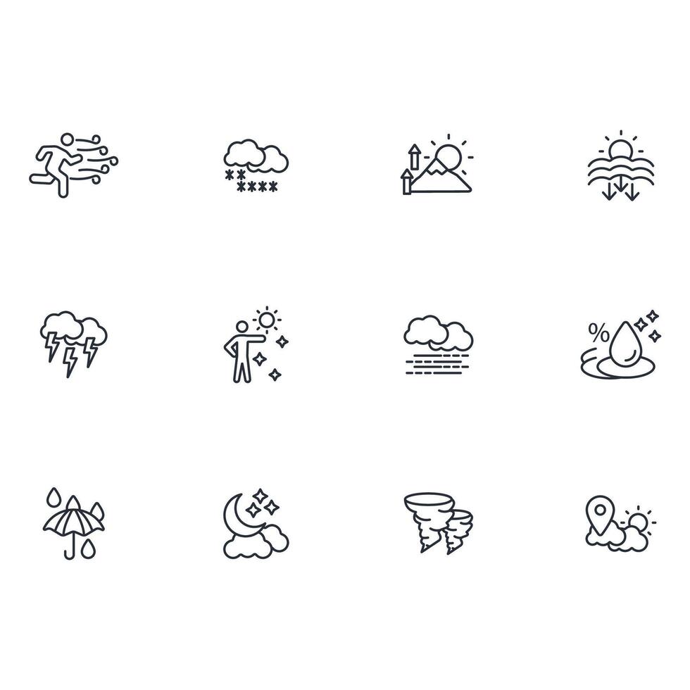 Weather icon set..Editable stroke.linear style sign for use web design,logo.Symbol illustration. vector