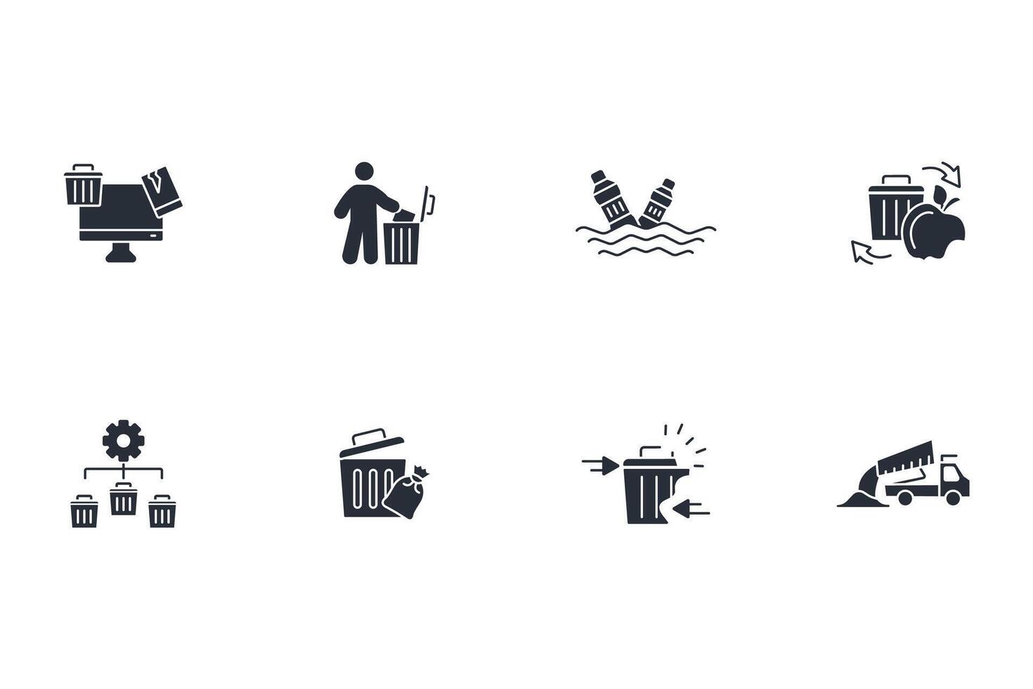 Waste icon set..Editable stroke.linear style sign for use web design,logo.Symbol illustration. vector