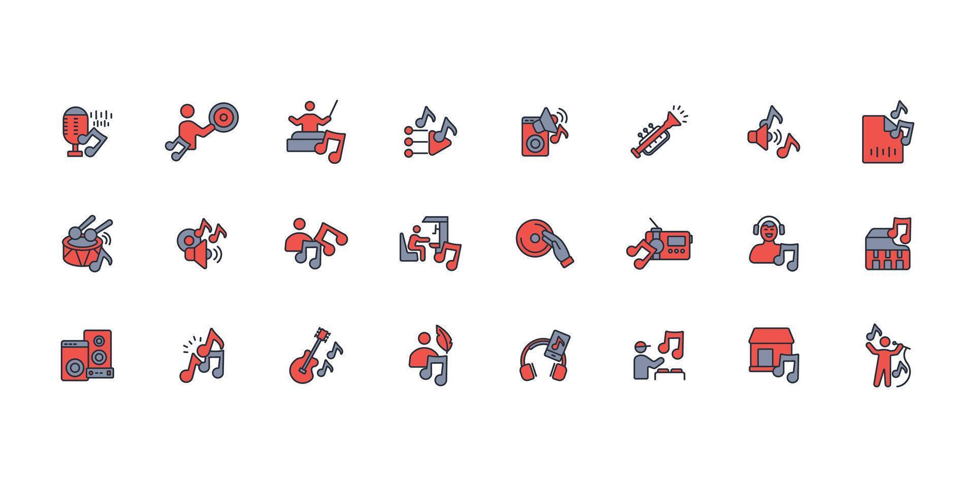 music icon. .Editable stroke.linear style sign for use web design,logo.Symbol illustration. vector