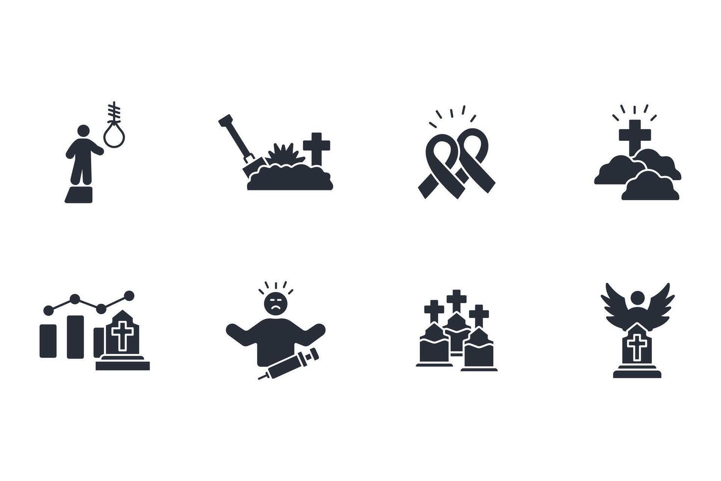 death icon set..Editable stroke.linear style sign for use web design,logo.Symbol illustration. vector