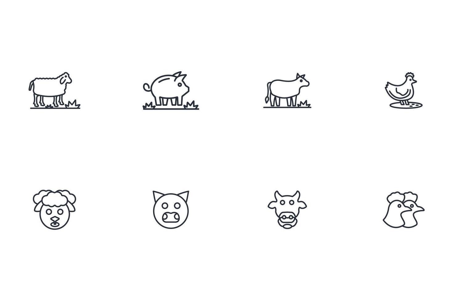 Meat icon set..Editable stroke.linear style sign for use web design,logo.Symbol illustration. vector