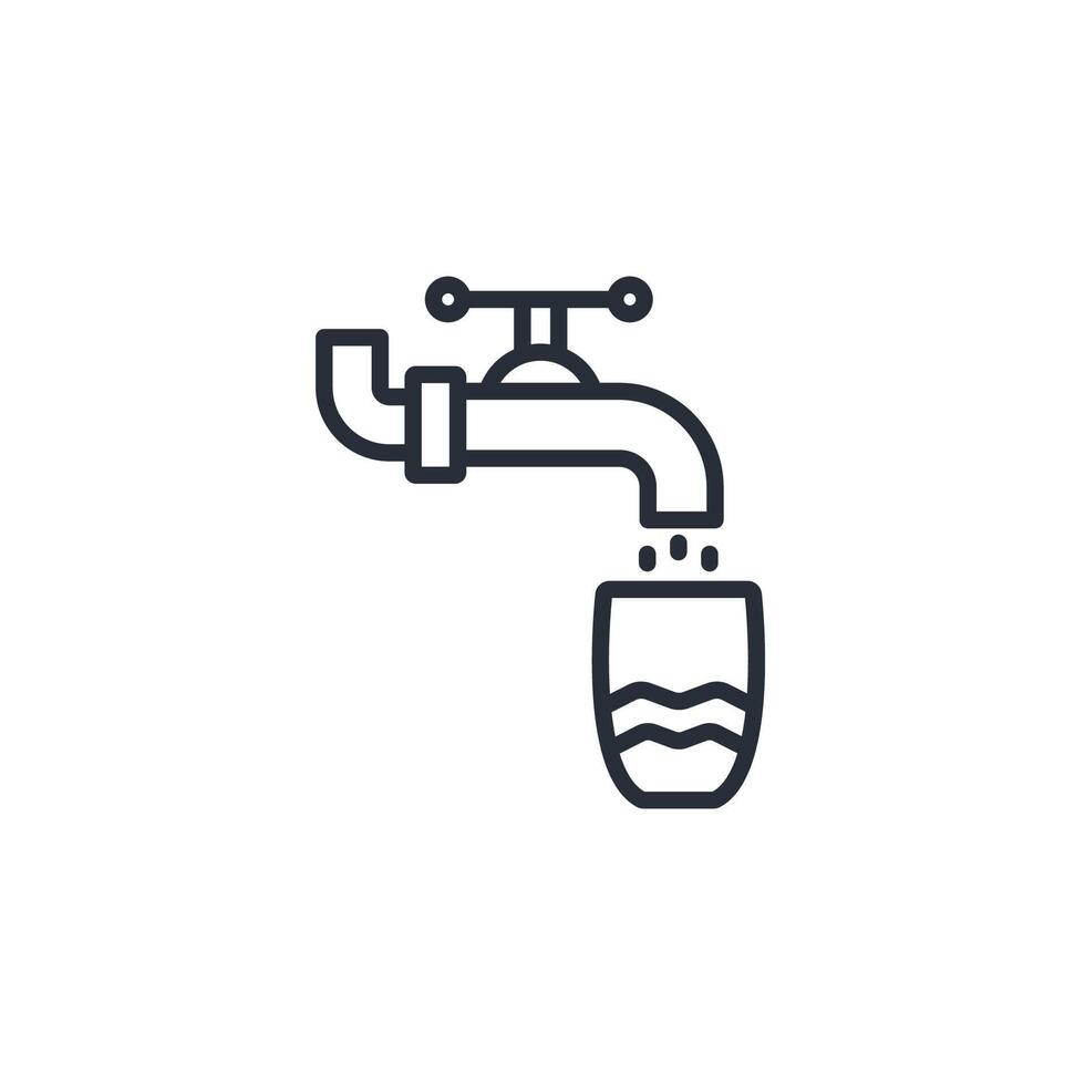 Water tap icon. .Editable stroke.linear style sign for use web design,logo.Symbol illustration. vector