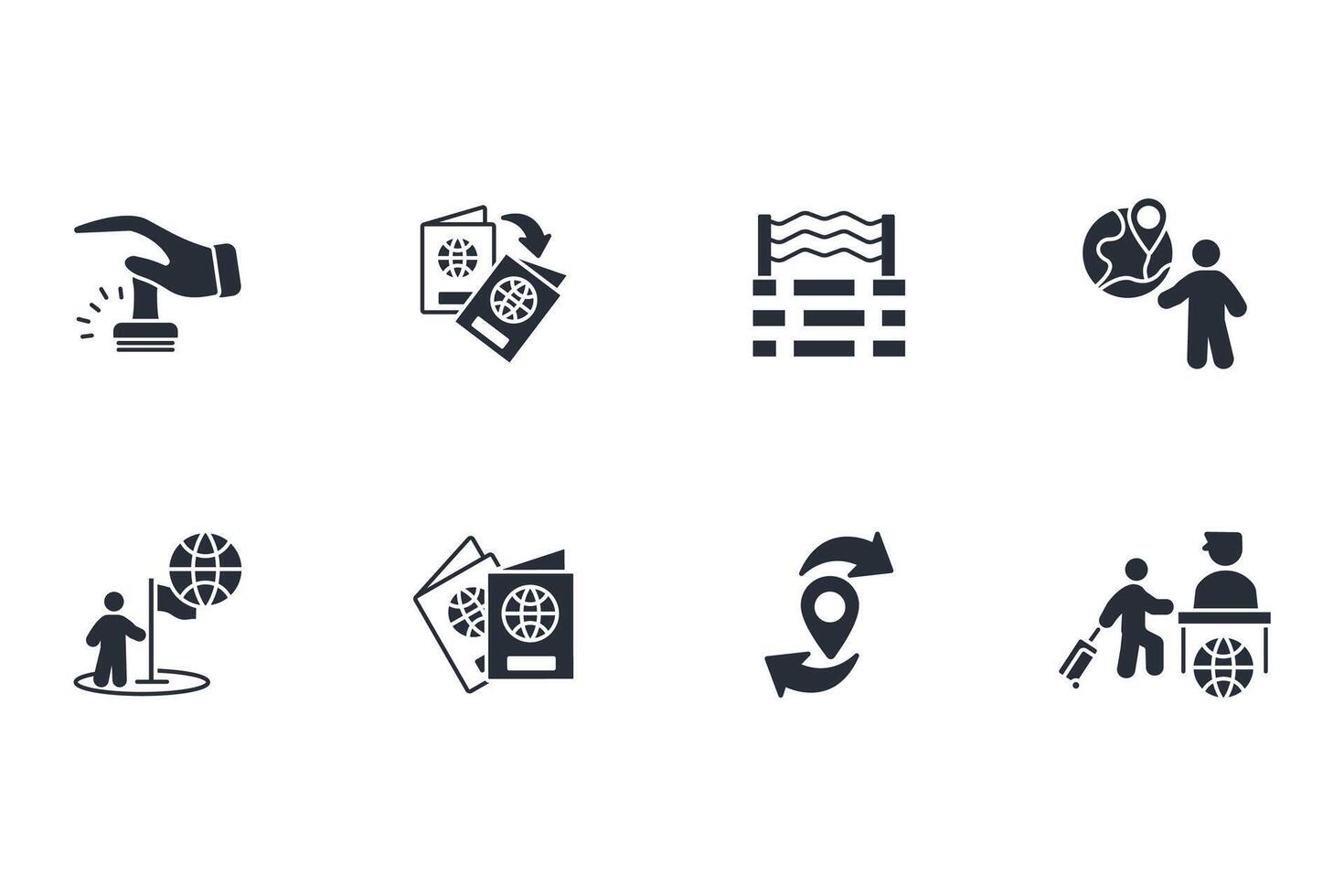 migration icon set..Editable stroke.linear style sign for use web design,logo.Symbol illustration. vector