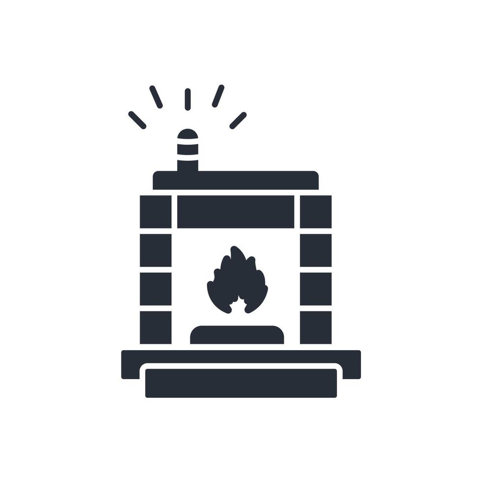 fireplace icon. .Editable stroke.linear style sign for use web design,logo.Symbol illustration. vector
