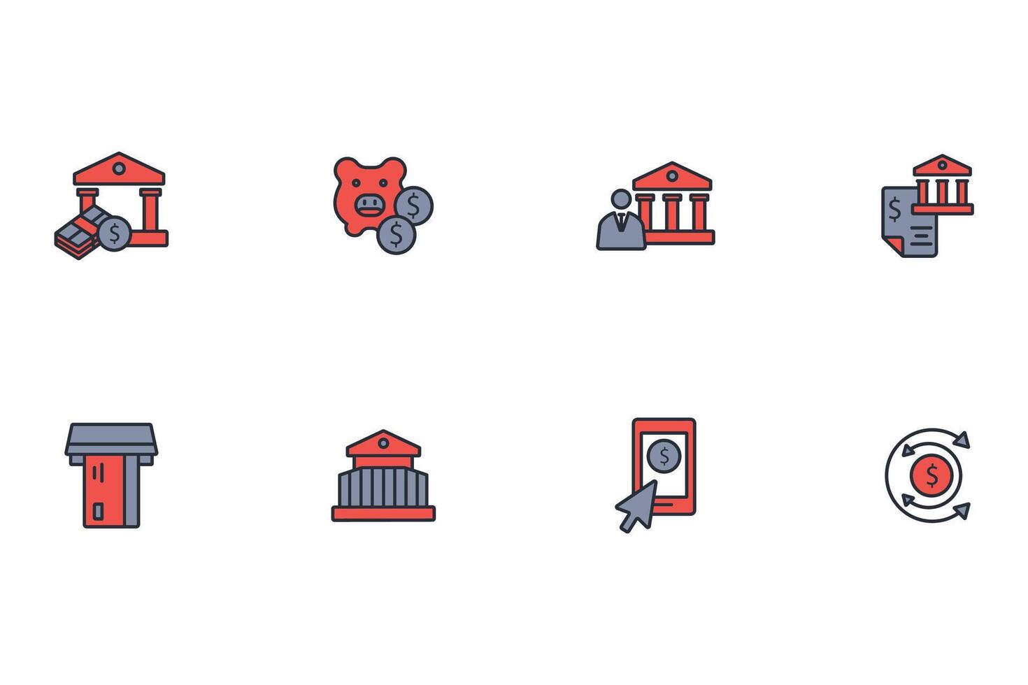Bank icon set..Editable stroke.linear style sign for use web design,logo.Symbol illustration. vector