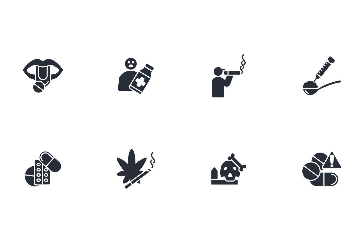 drugs icon set..Editable stroke.linear style sign for use web design,logo.Symbol illustration. vector