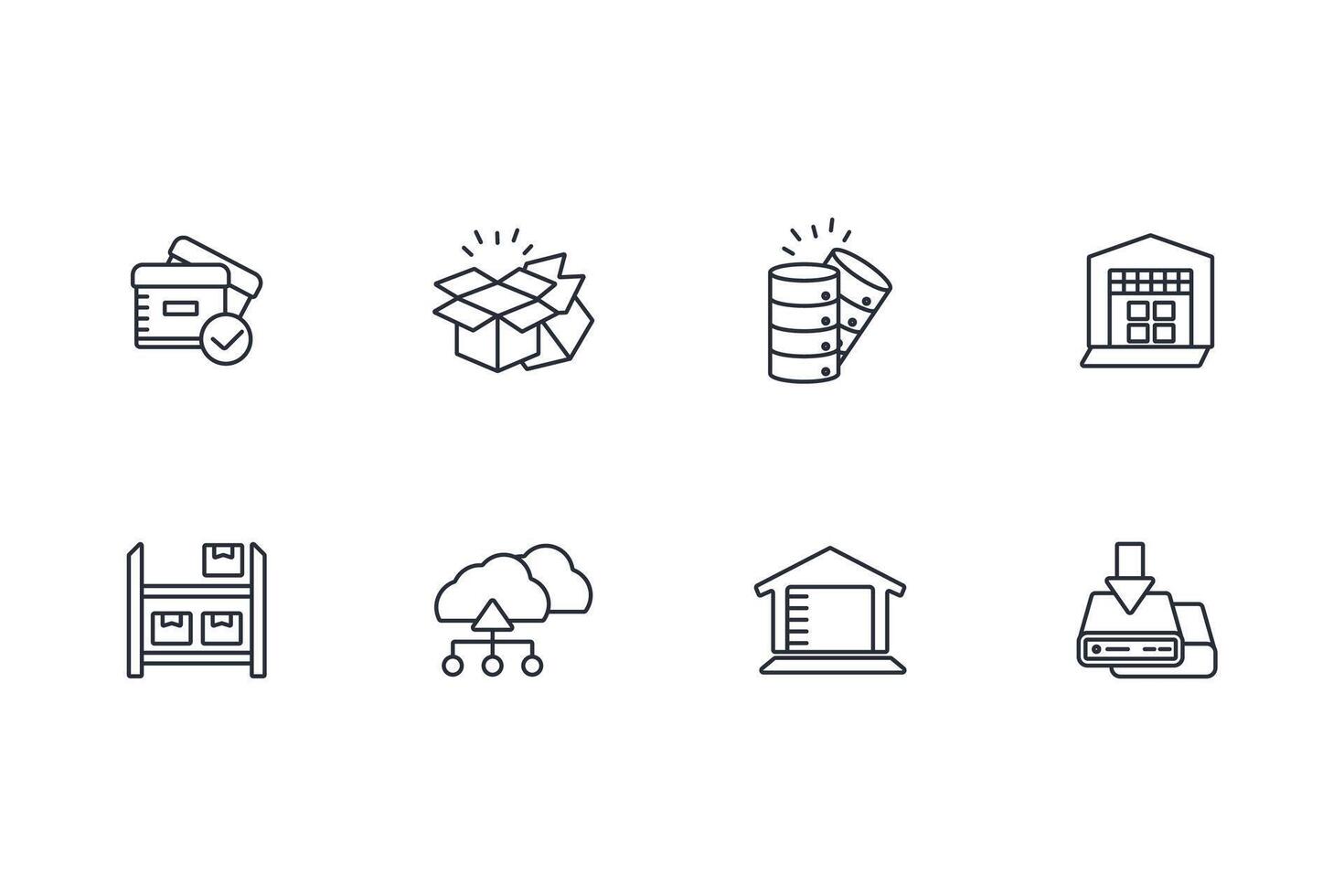 storage icon set..Editable stroke.linear style sign for use web design,logo.Symbol illustration. vector