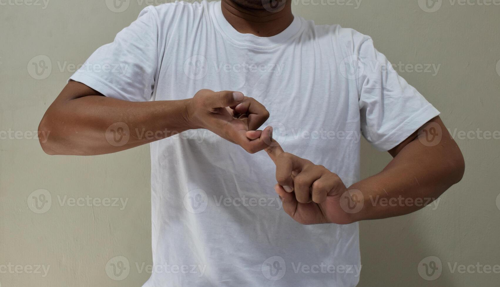 Young man saying you are my best friend, communication for deaf photo