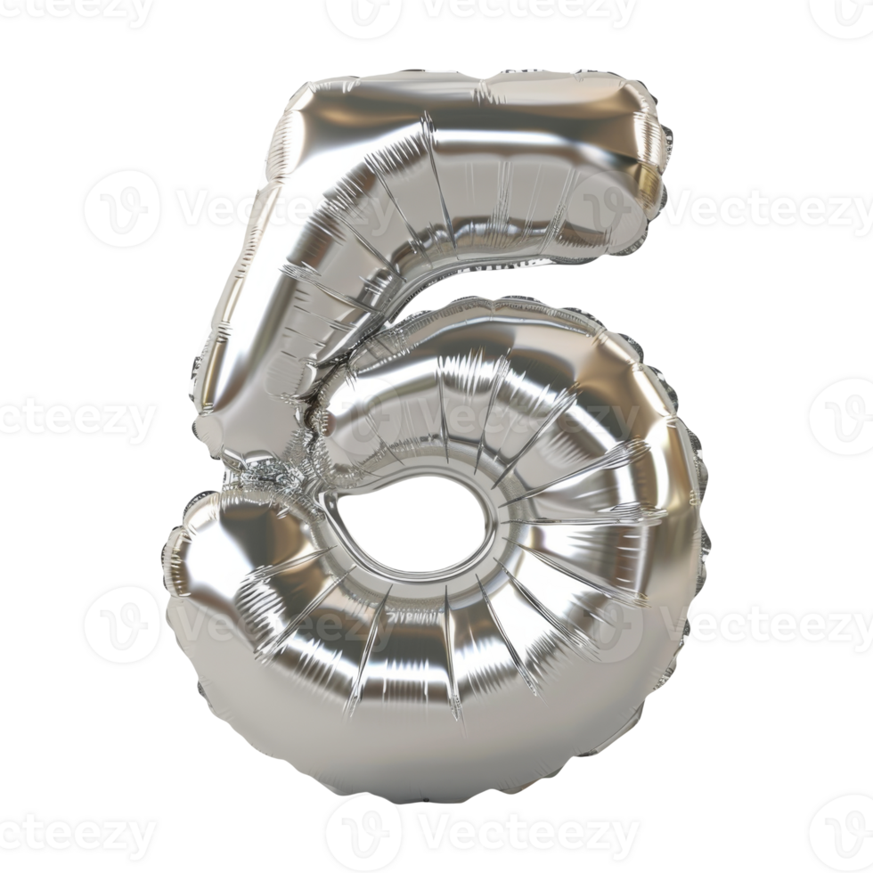Silver Number Five Balloon for Celebrations On Isolated Background png