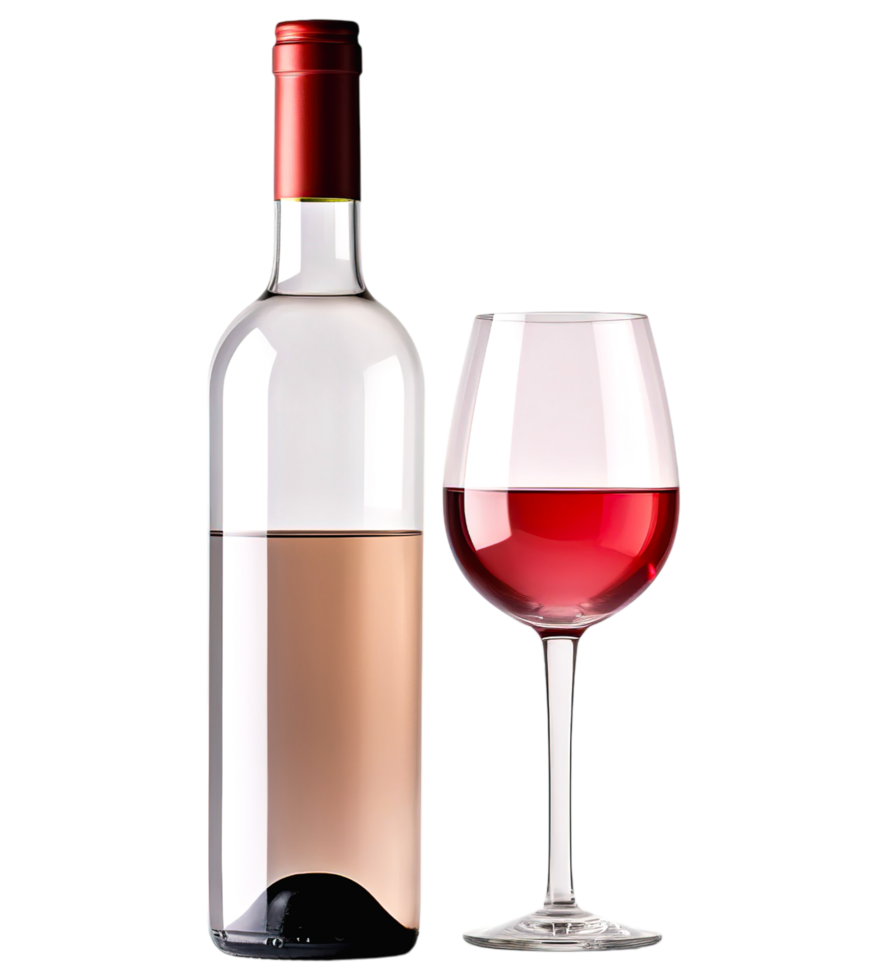 A bottle of wine and a glass of red wine png