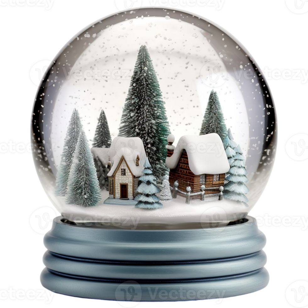 A snow globe with a house and trees inside png