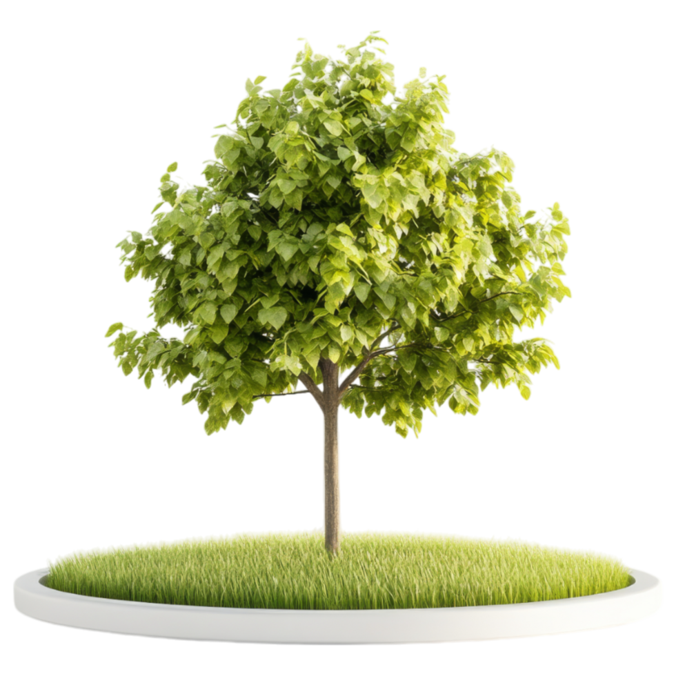 A tree on a circular base with grass png
