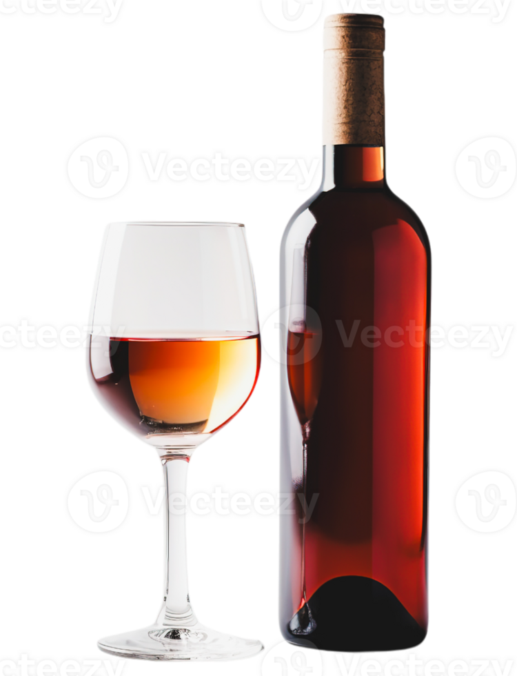 A bottle of wine and a glass of wine png