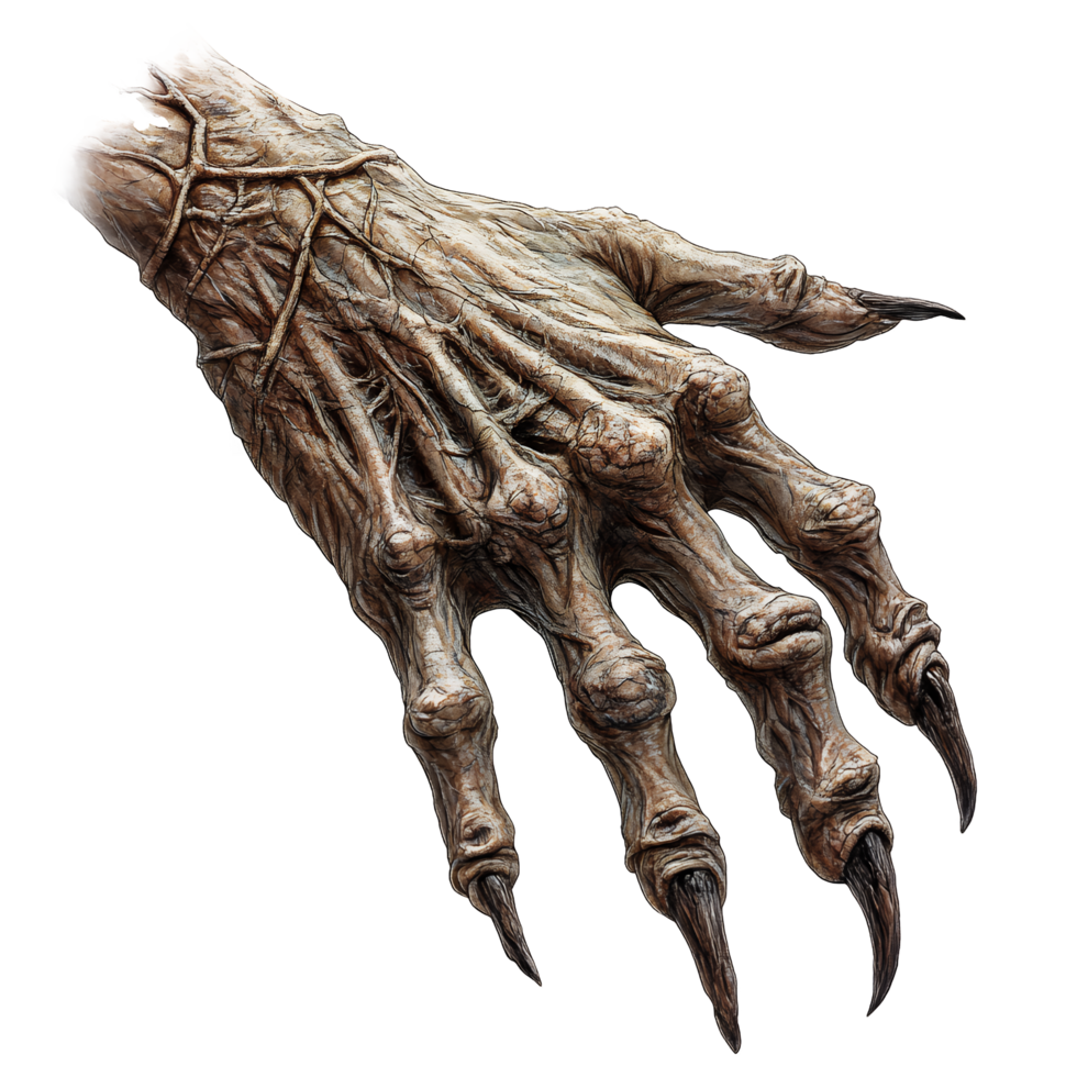 Witch Creature Hand with Detailed Texture Isolated on Transparent Background png