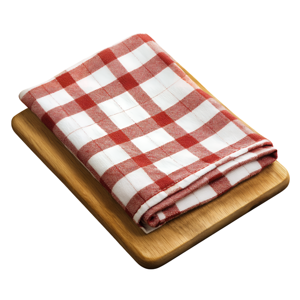 Red and white checkered cloth on a cutting board png
