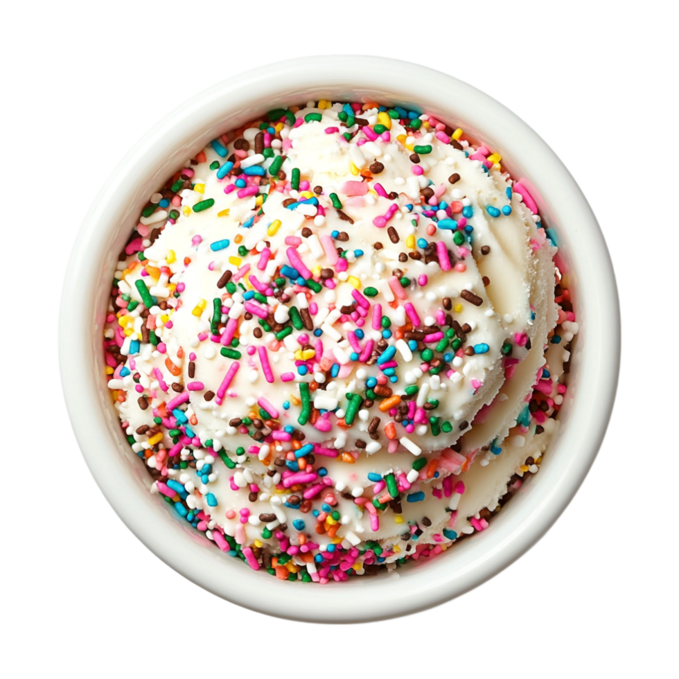 An ice cream bowl filled with sprinkles png