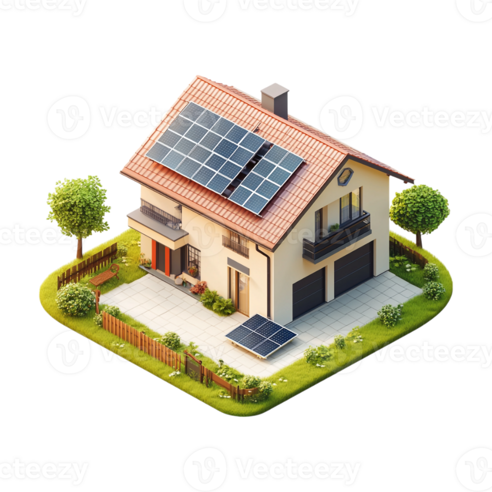 A house with solar panels on the roof png