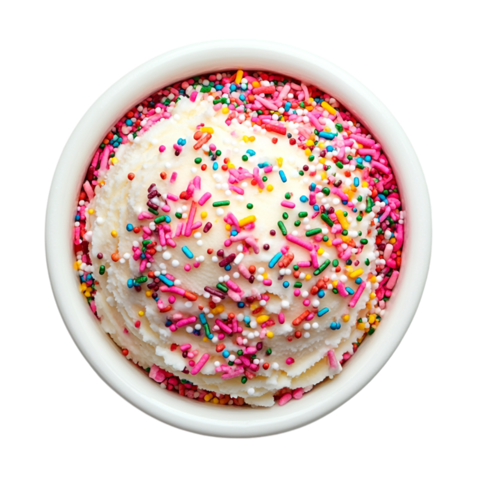 An ice cream bowl filled with sprinkles png