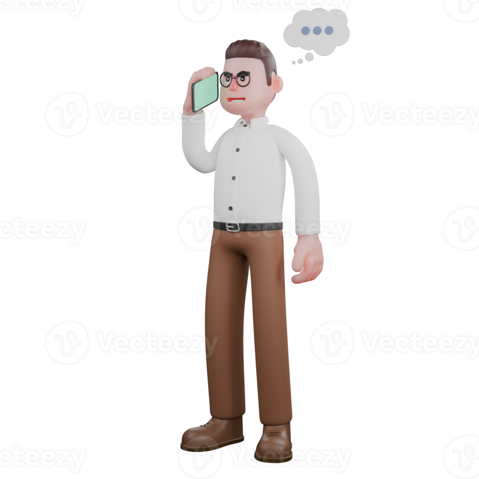 3D Illustrated of Male Sociologist. A male sociologist stands holding a cellphone in his left hand. Cultural Analysis Specialist png