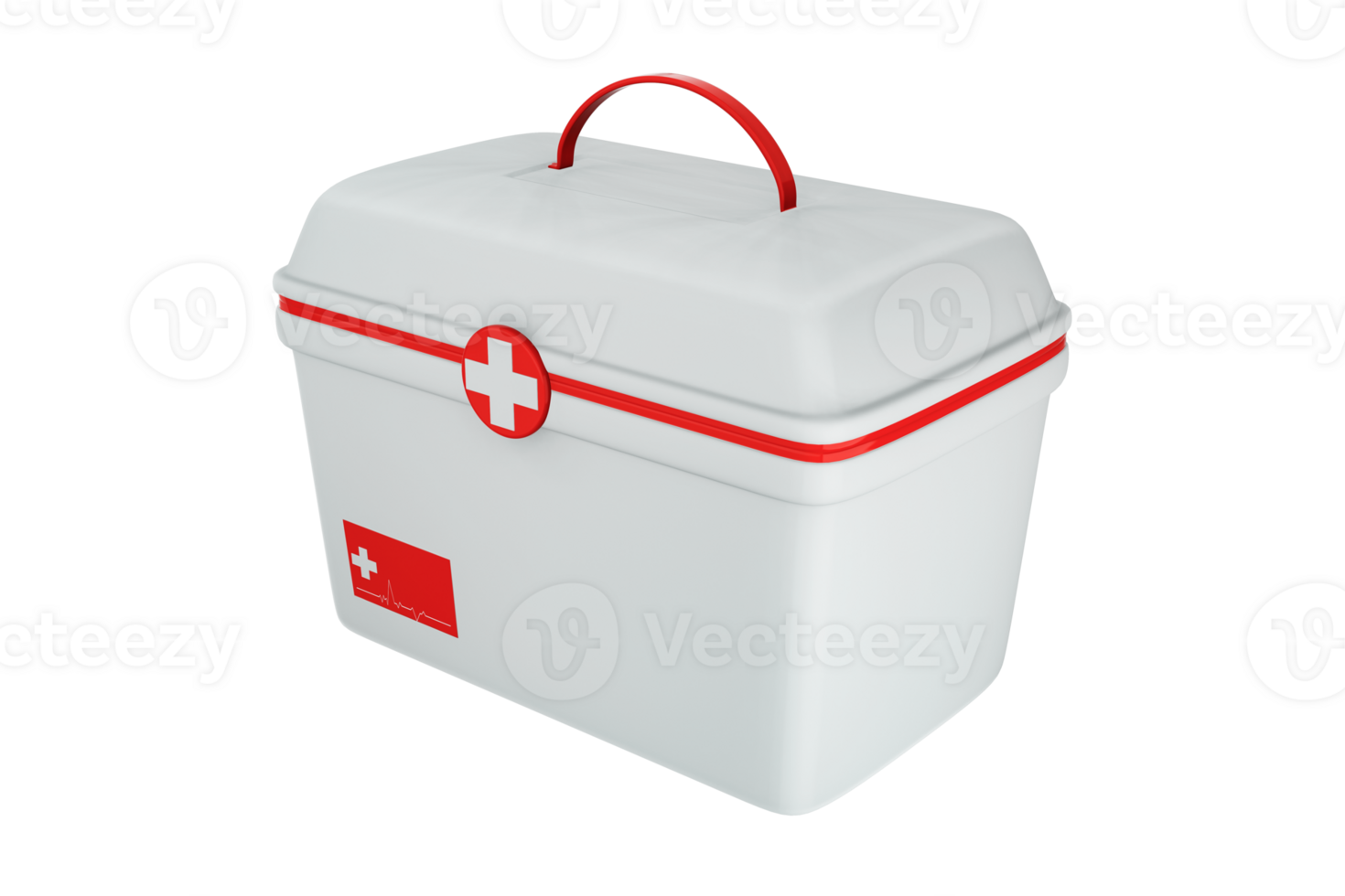 Box or bag for emergency medical equipment, hospital, medicine aid, medic, pharmacy, 3D illustration Separate on background - clipping path png