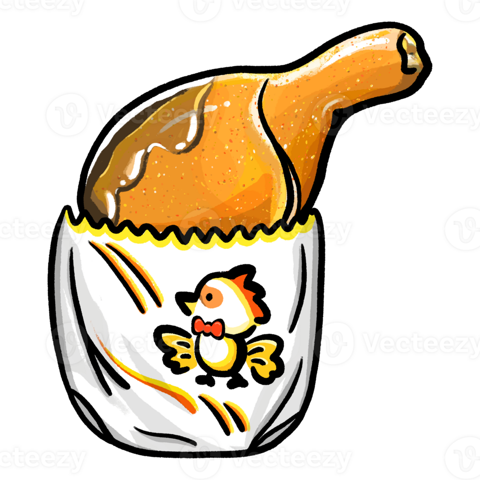 Chicken leg take away illustration, chicken leg with sauce cartoon drawing png