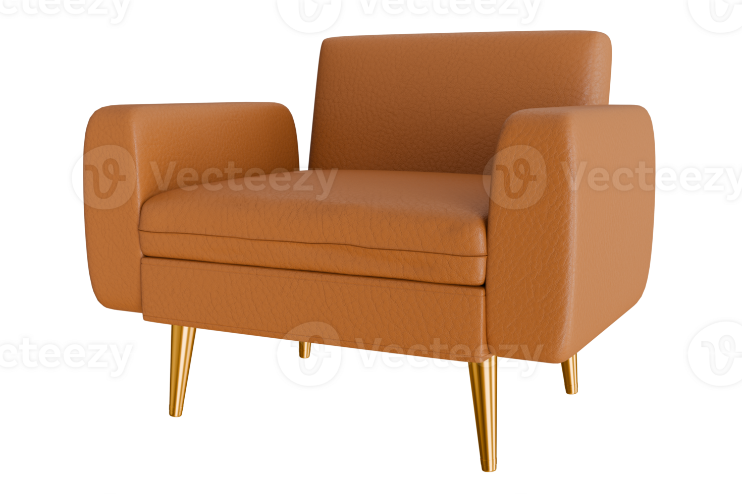 yellow leather sofa modern furniture The sofa is separated from the background. 3D illustration renderer-clipping path png