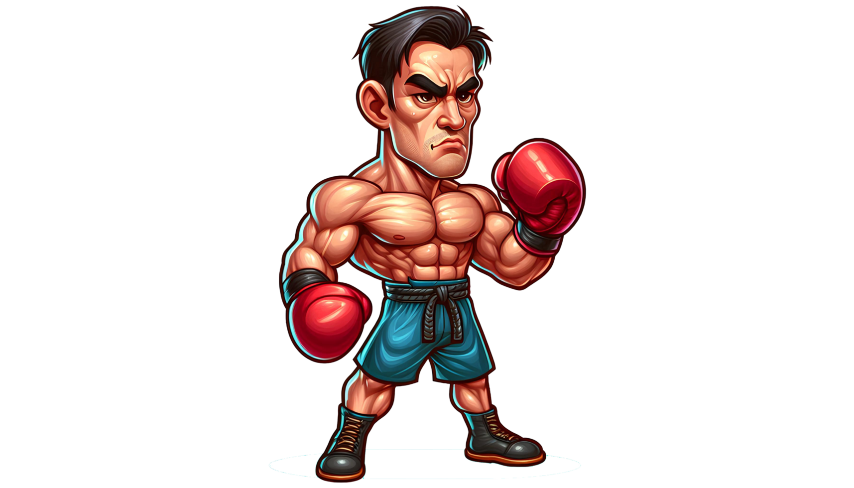 Playful Cartoon Style Caricature of a Fighter png