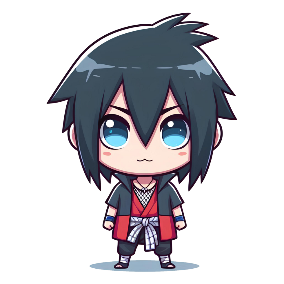 Whimsical Sasuke Caricature with a Smile png