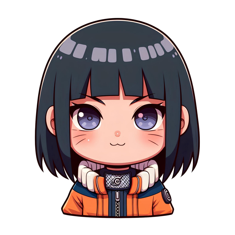 Cute Hinata Caricature in Whimsical Style png