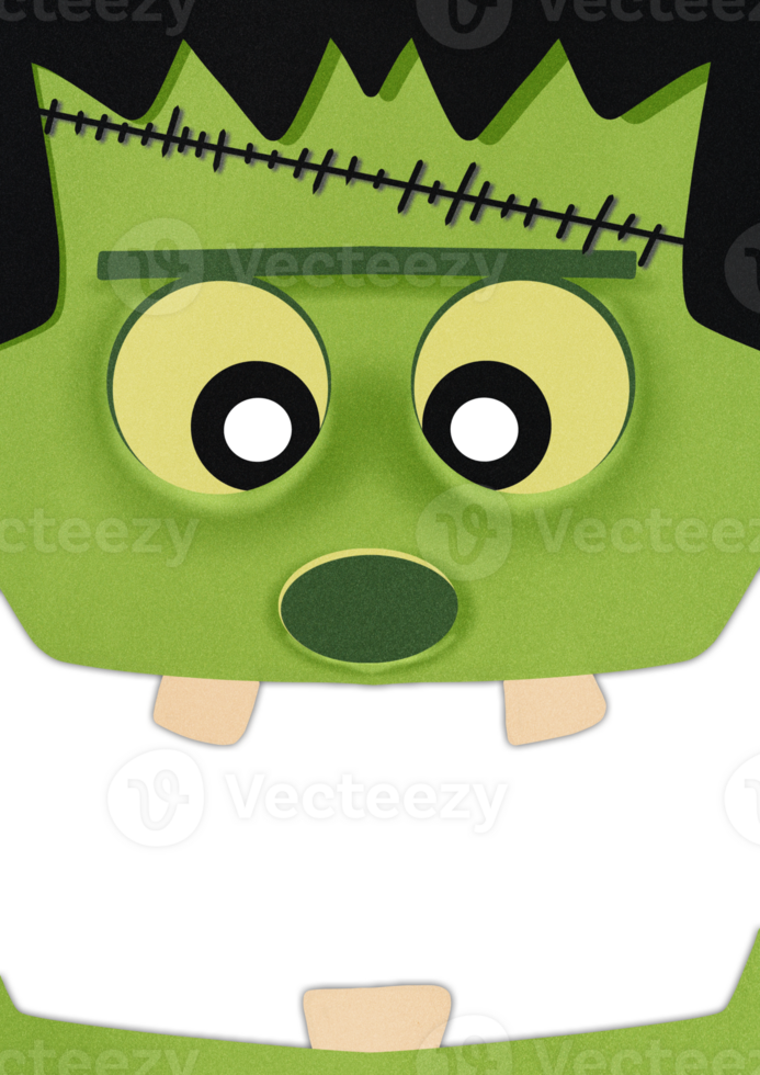 A halloween monster with a green face and teeth png