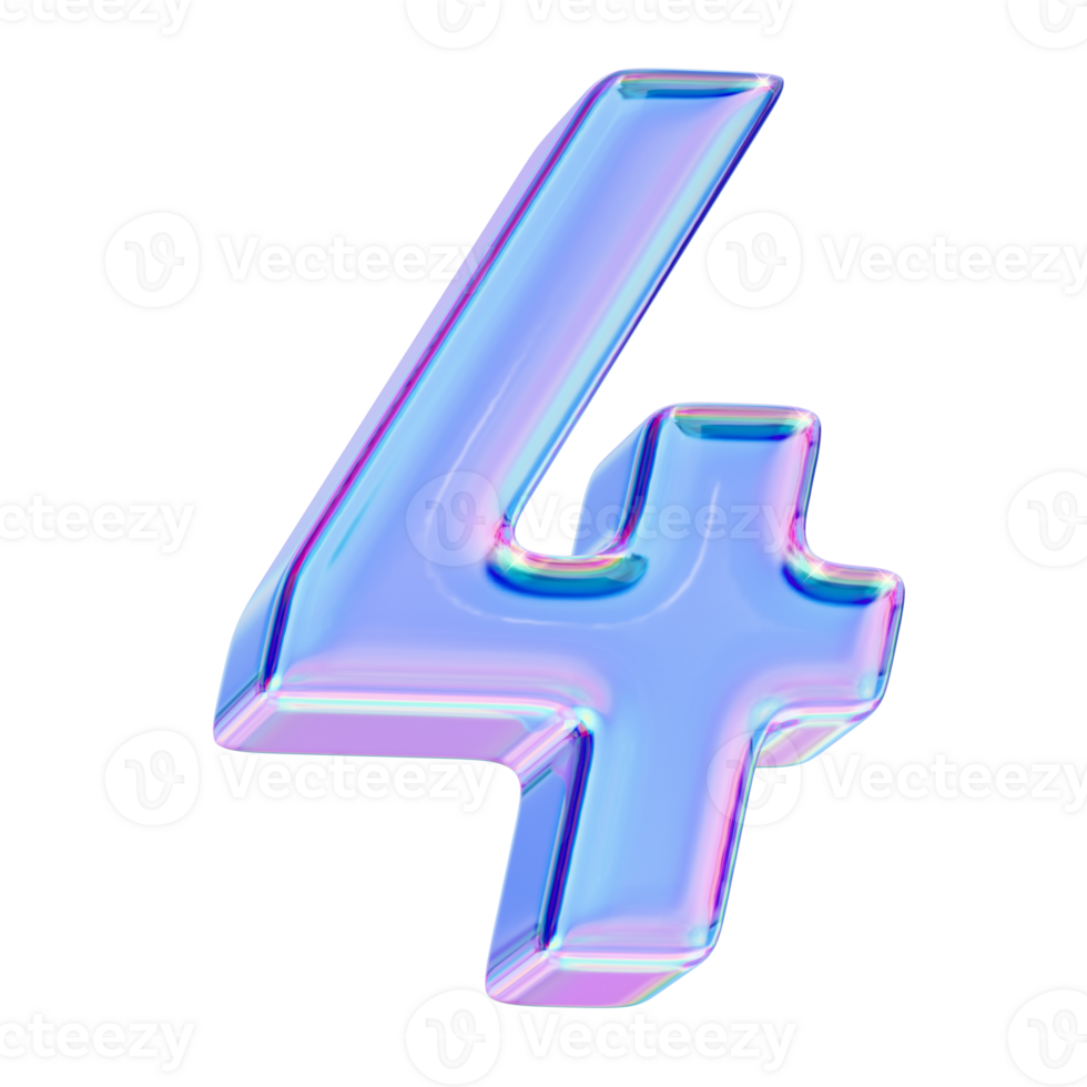 Number 4 in chromatic 3D style png
