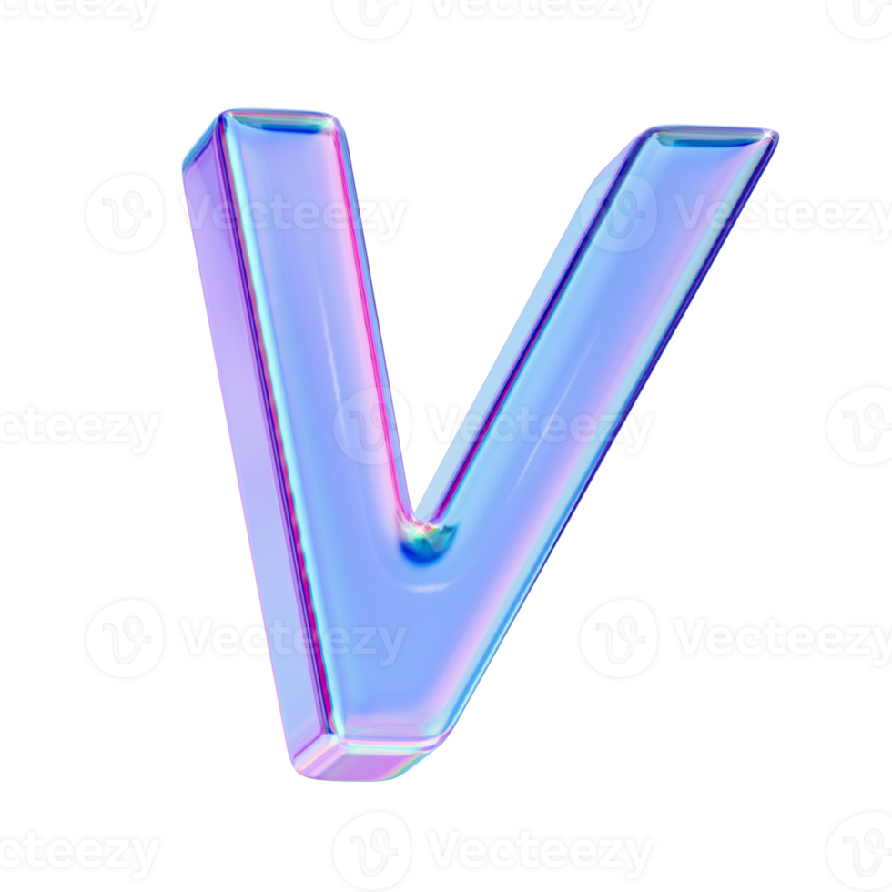 Letter V in chromatic 3D style png