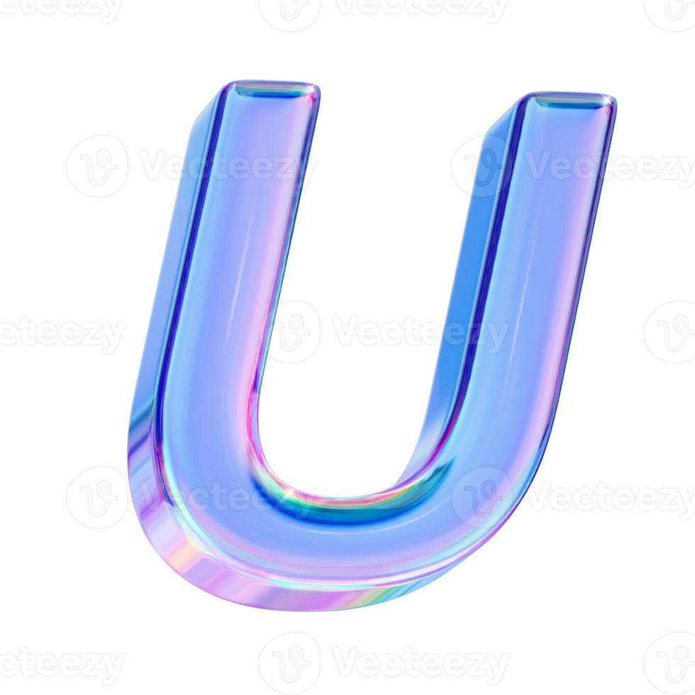 Letter U in chromatic 3D style png