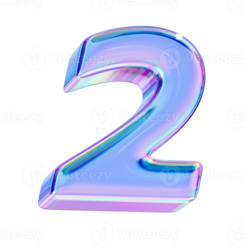 Number 2 in chromatic 3D style png