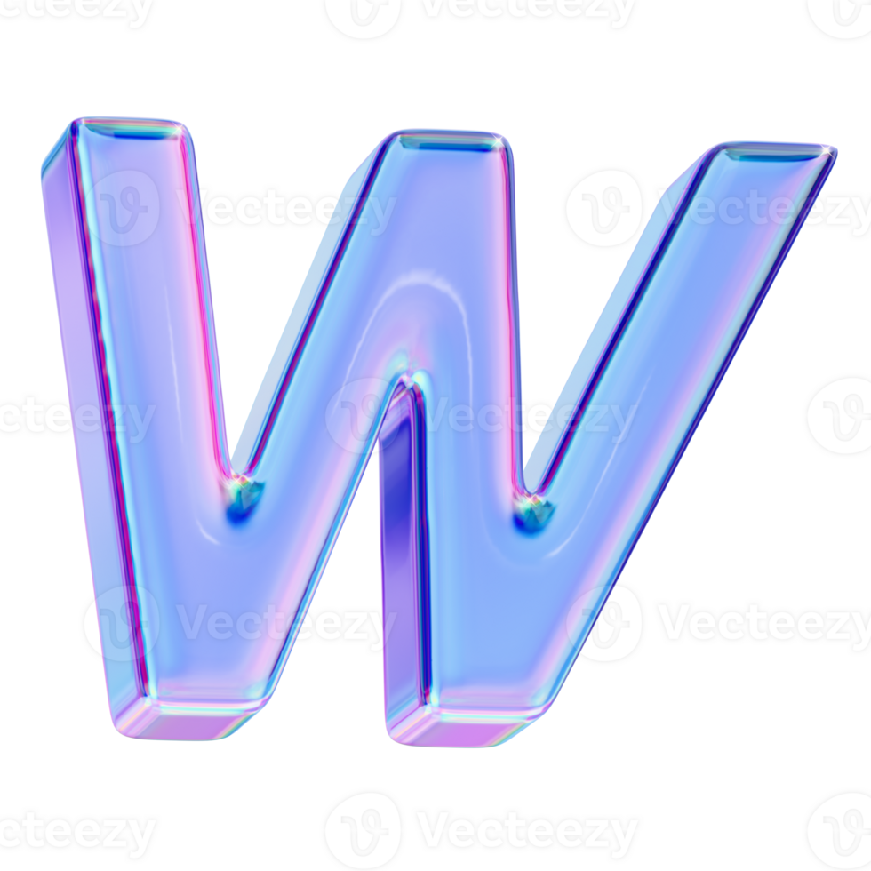 Letter W in chromatic 3D style png