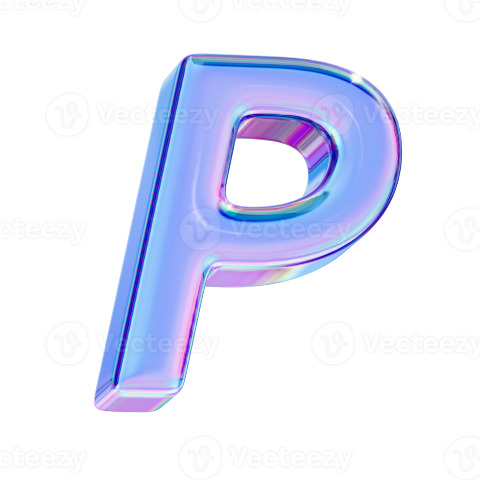 Letter P in chromatic 3D style png