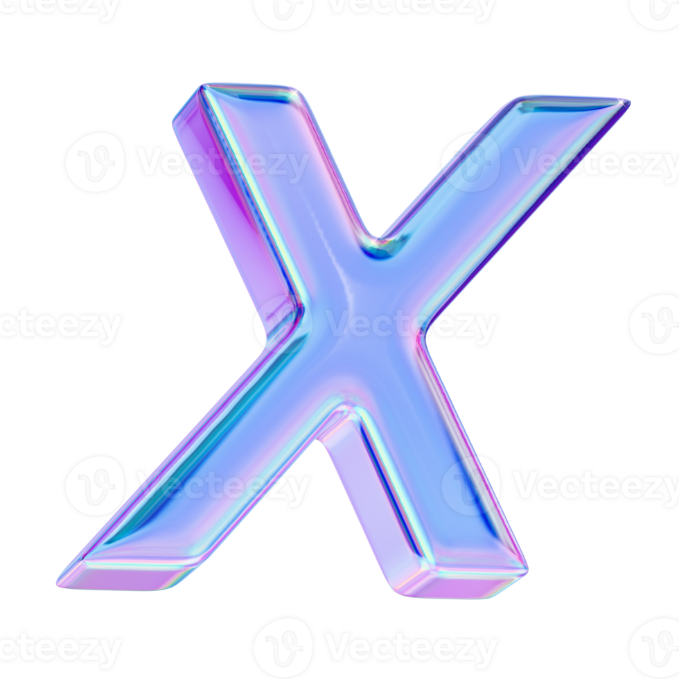 Letter X in chromatic 3D style png