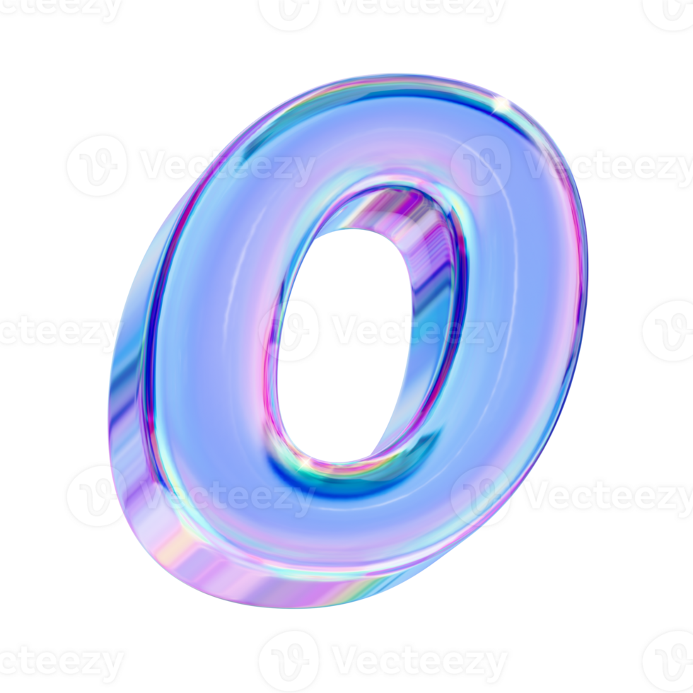 Number 0 in chromatic 3D style png