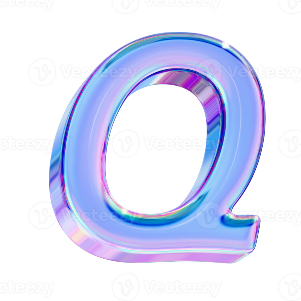 Letter Q in chromatic 3D style png