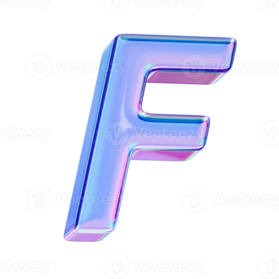 Letter F in chromatic 3D style png