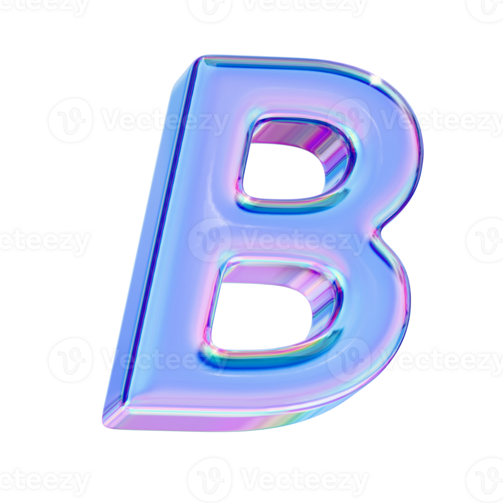 Letter B in chromatic 3D style png