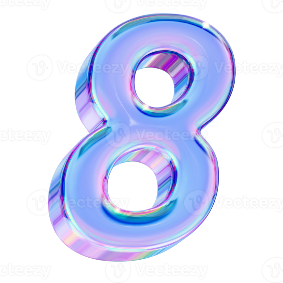 Number 8 in chromatic 3D style png