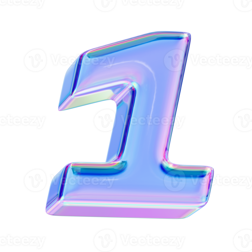Number 1 in chromatic 3D style png