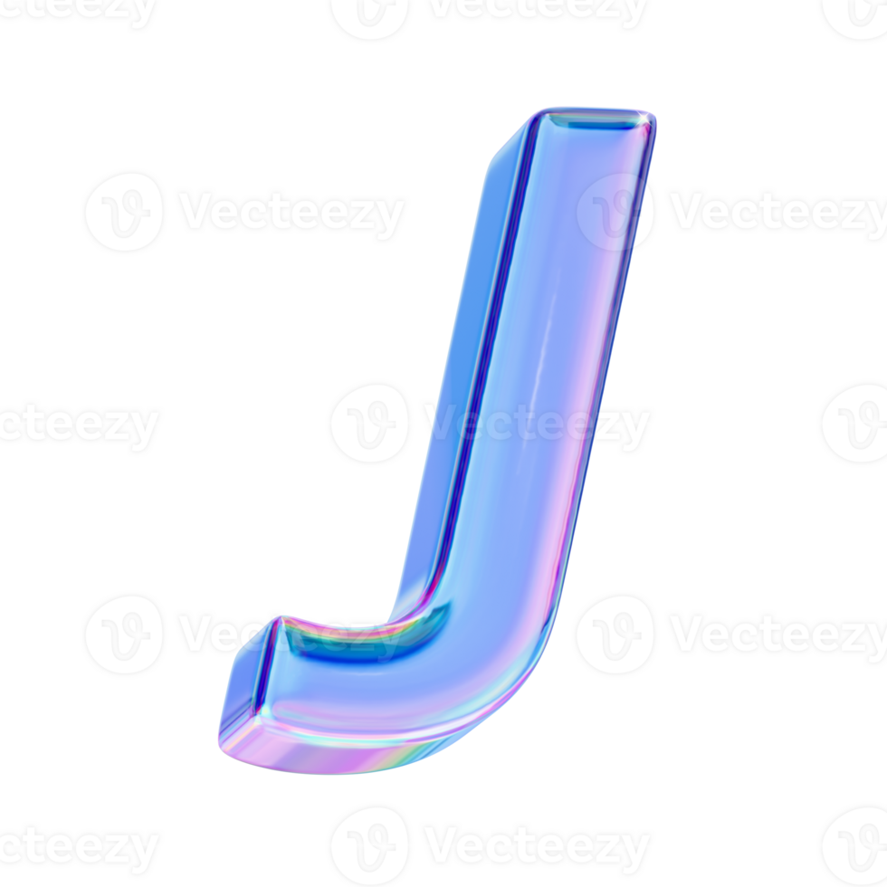 Letter J in chromatic 3D style png