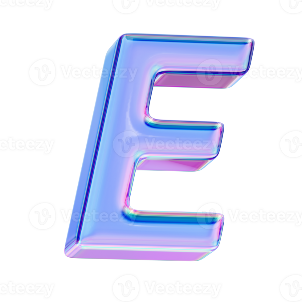 Letter E in chromatic 3D style png